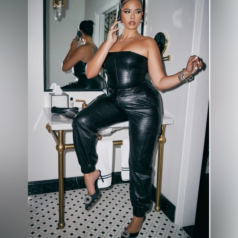 Naked Wardrobe Black Leather Cargo Pants